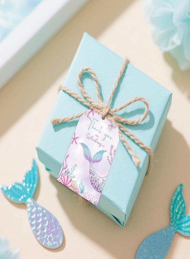 joycraft 50Pcs Mermaid Thank You Tags, 3.3x2.1 in Mermaid Birthday Party Favor Tags with String, Thank You for Splashing by Labels, Purple Paper Gift Hangtags for DIY Craft, Box, Candy Bags - Image 5